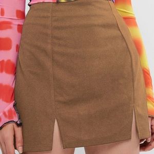 Khaki Mini Skirt with slits